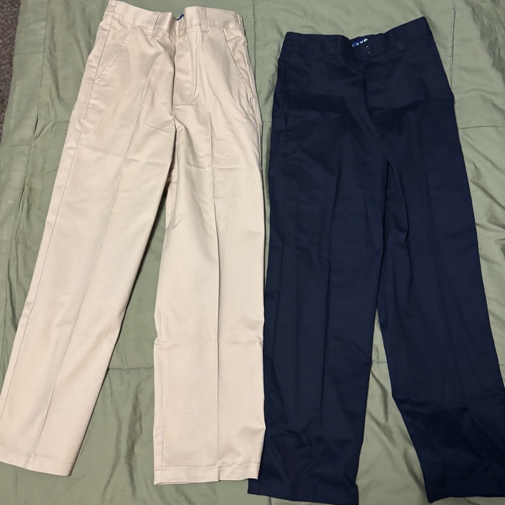 French Toast Khaki and Navy Elastic-Waist School Pants Duo